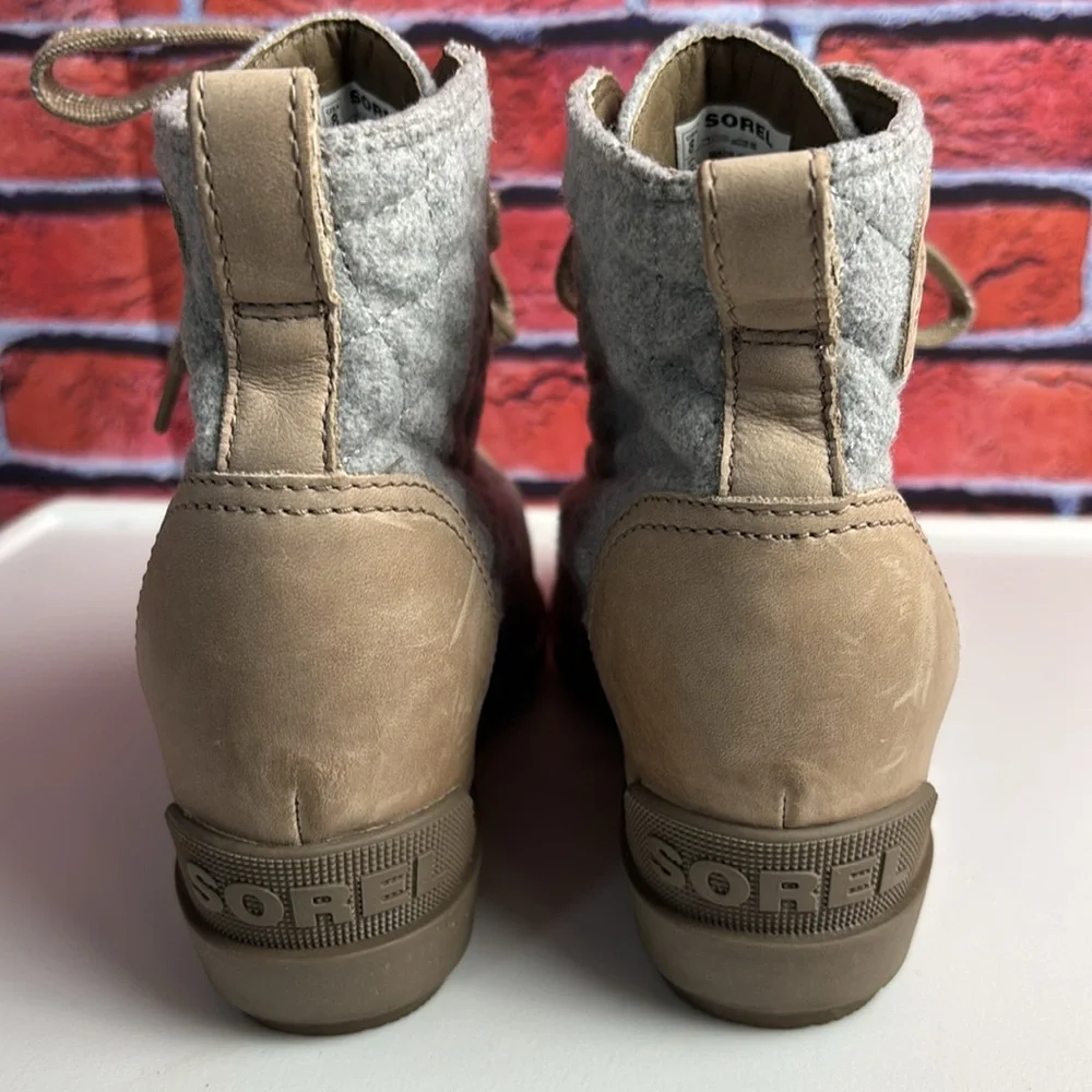 SOREL Women's Evie II NW Lace Waterproof Wedge Bootie‎ Boot Omega Taupe Size 8